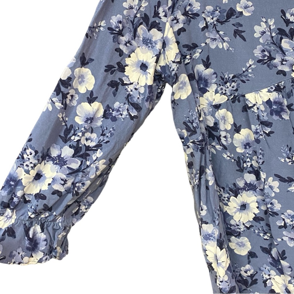 Cato Blue Floral Print Boho Top XL - Picture 4 of 6